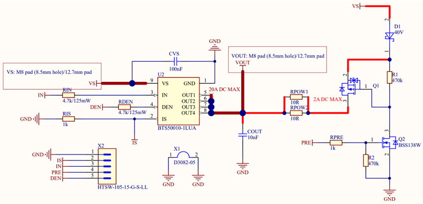 Schaltplan - Infineon Technologies Evaluierungsboard für das Laden von Power PROFET + kapazitiver Last